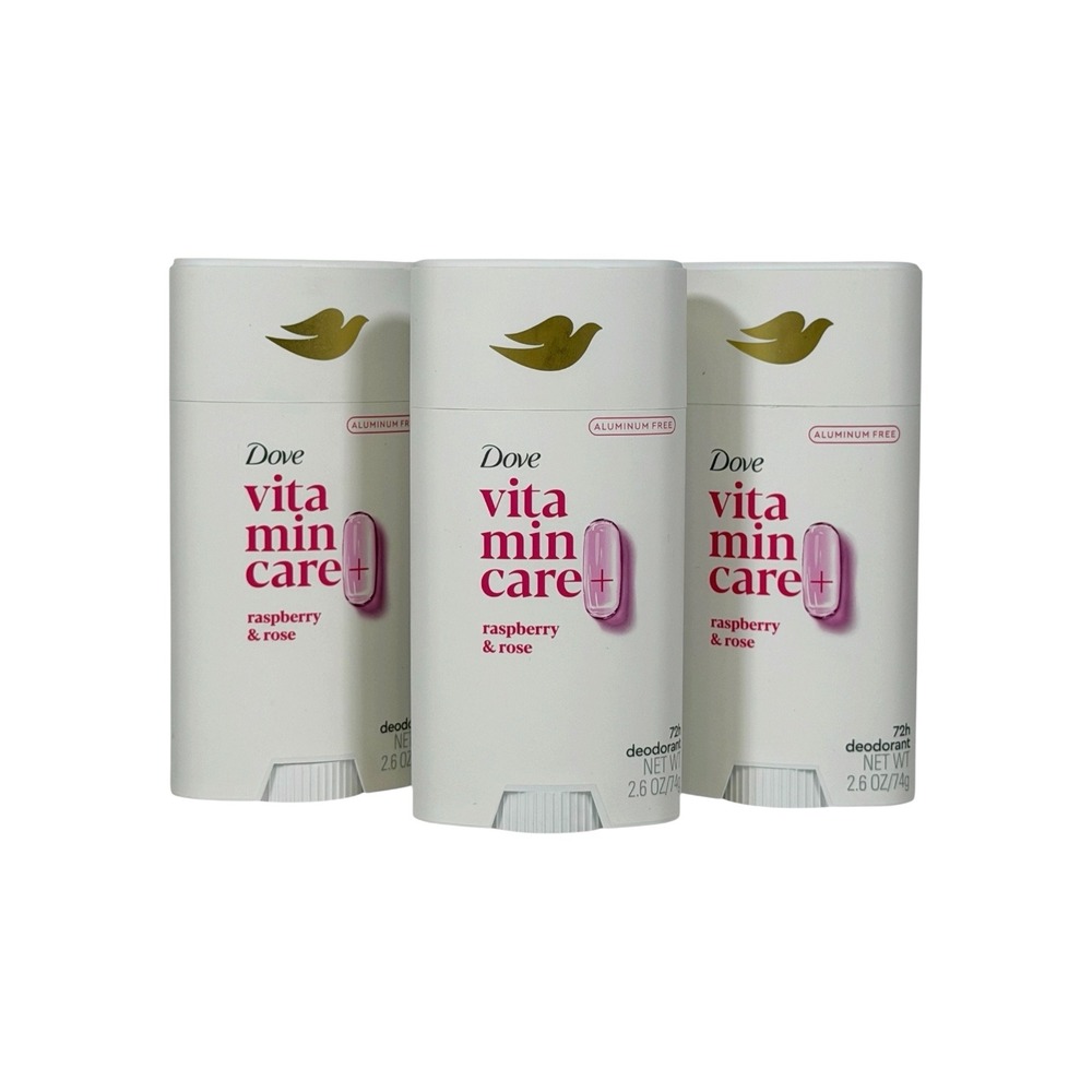Dove VitaminCare+ Deodorant Raspberry & Rose Aluminum Free 2.6 oz 3 Pack Women's